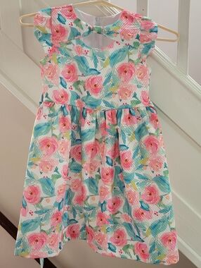Bonnie Jean Pink and Teal Floral Fit-and-Flare Dress